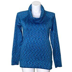Athleta Blue Space Dye Tranquility Pullover Cowl Neck Top, Women's Size L